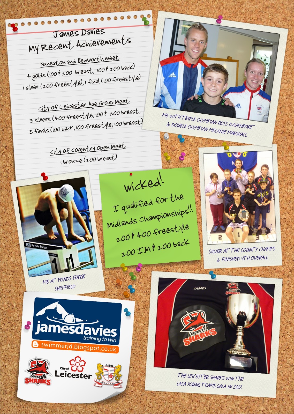 Swimmer James Davies Virtual Notice Board