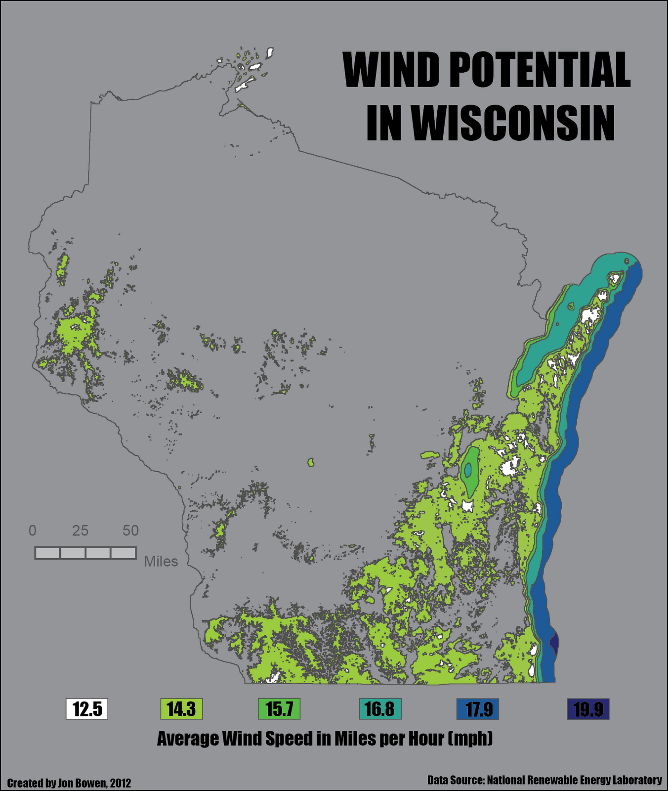 Geography of Wisconsin Wind Potential in the Door Peninsula