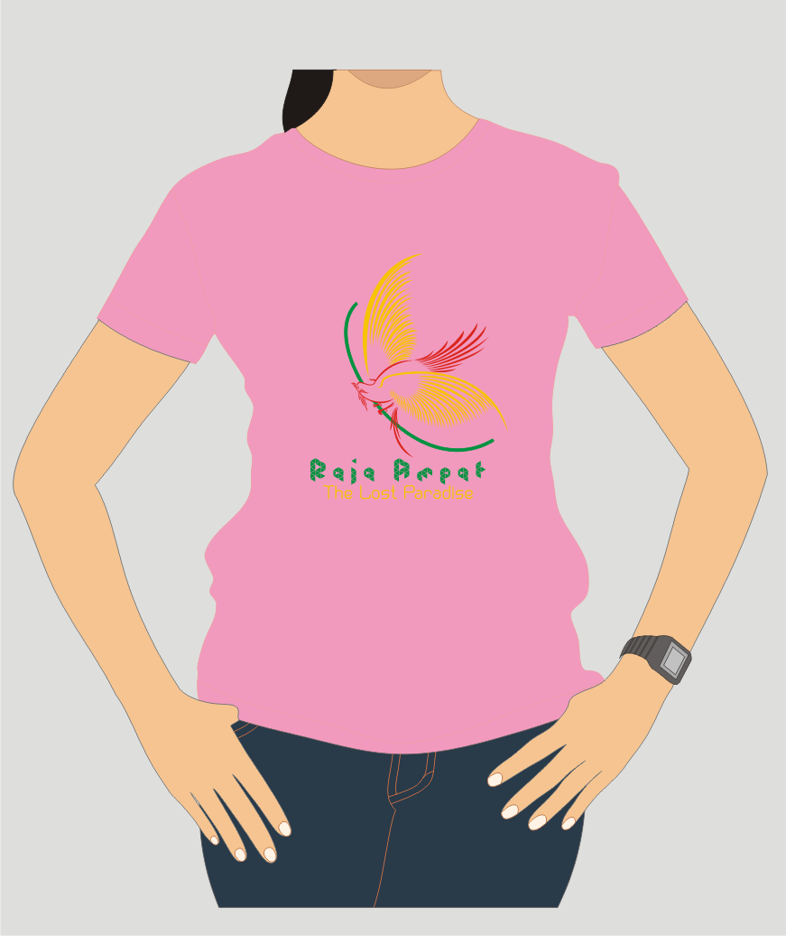 Desain Cendrawasih Pink Muda Kaos Souvenir Raja Ampat
