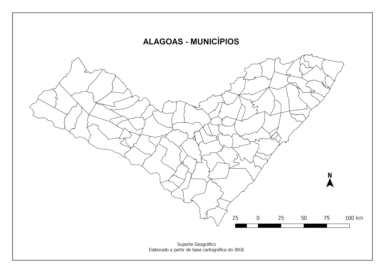MAPA MUNICÍPIOS DE ALAGOAS PARA COLORIR EM PDF