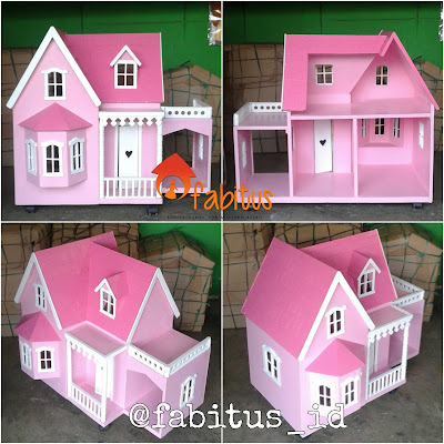 Rumah Boneka Barbie Villa Garasi Pink