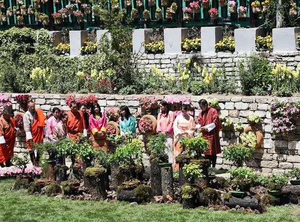 Princess Mako, King Jigme Khesar Namgyel Wangchuck and Queen Jetsun Pema visit Royal Bhutan Flower Exhibition at the Chorten in Thimphu