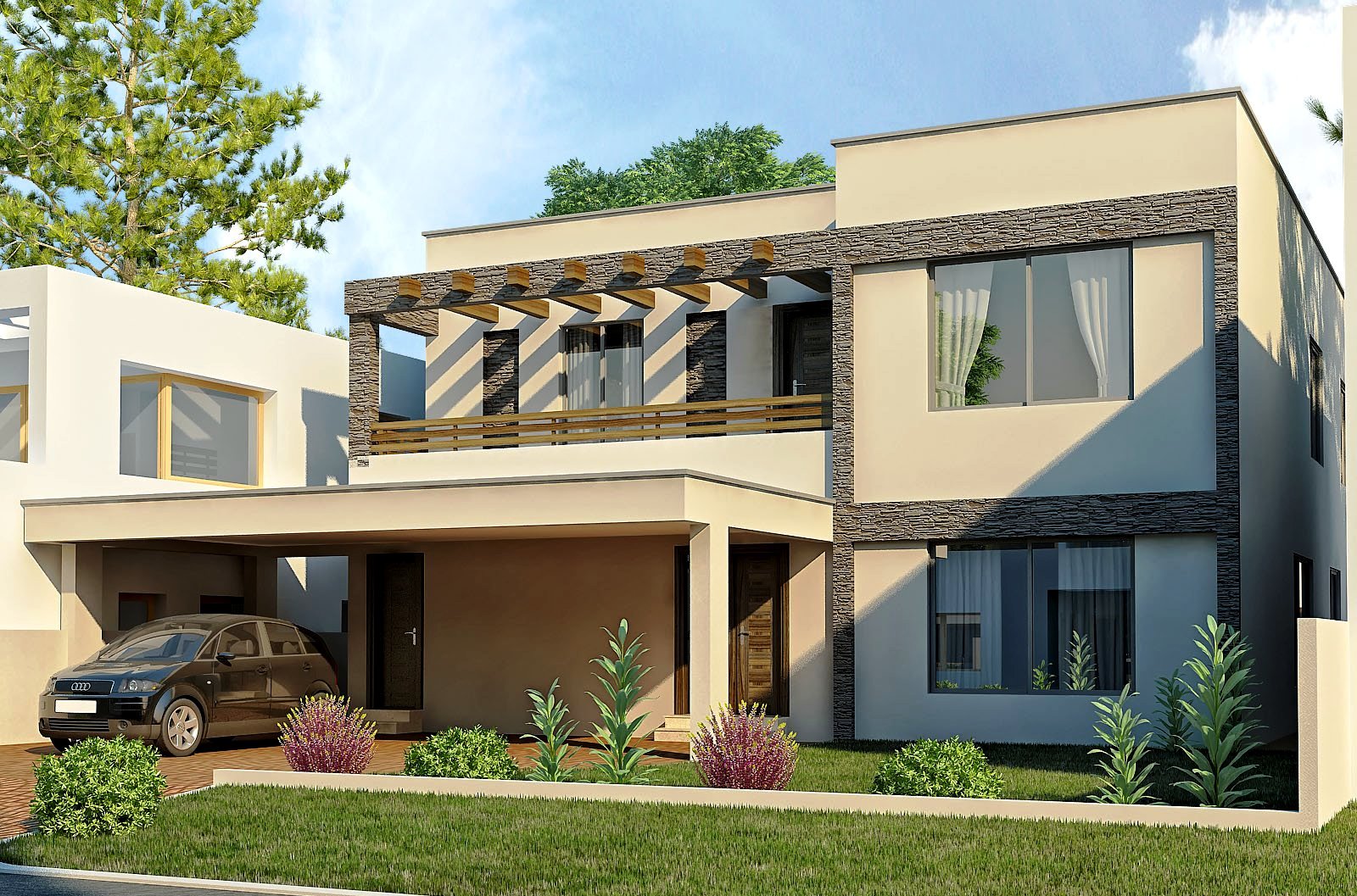 3D Front Elevationcom DHA Lahore 1 Kanal Modern Contemporary
