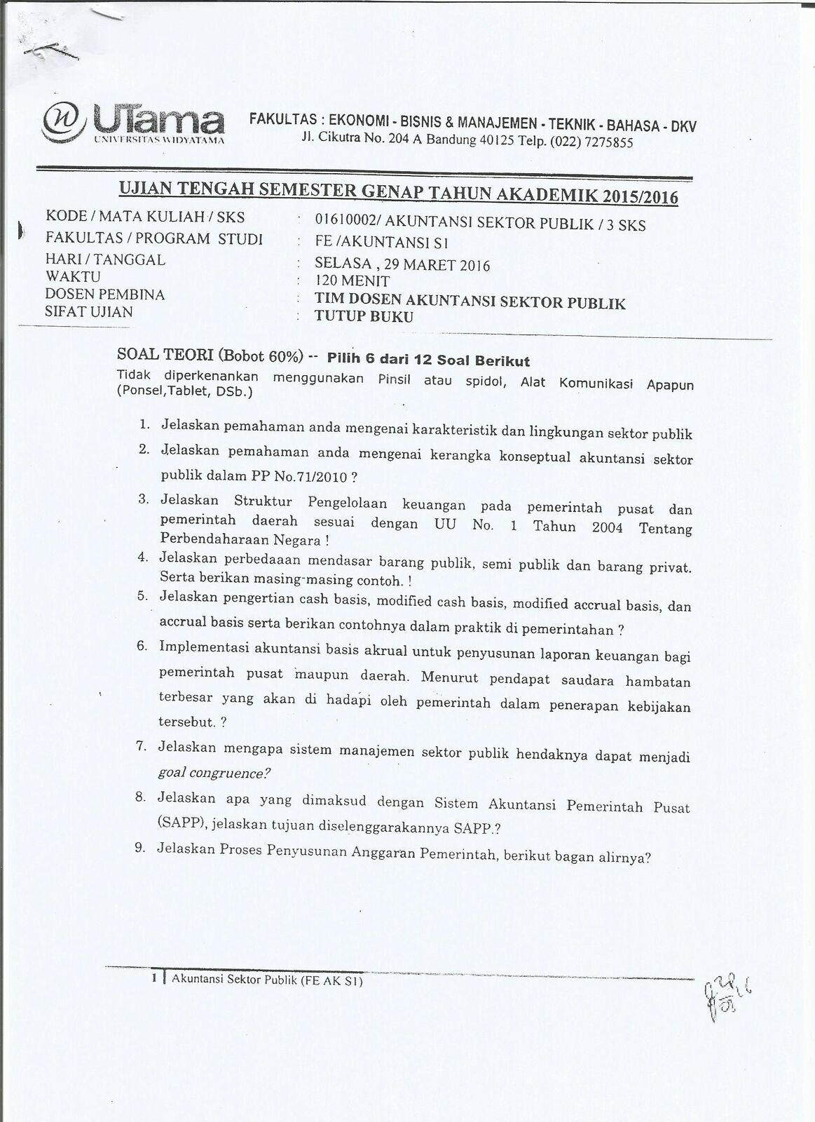 Soal Ujian Akuntansi Sektor Publik Helmi Kediris