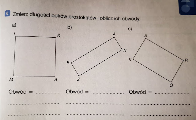 Liczymy Obwody Sprawdzian Kl 3 - Piątaki z SP4 liczą: Obwody prostokątów i kwadratów - ćwiczenia