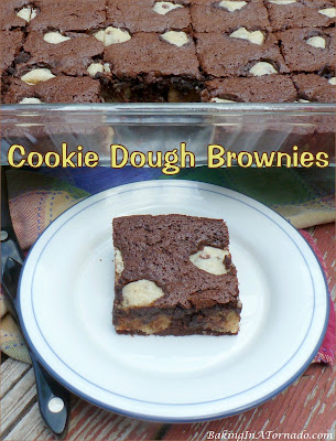 Cookie Dough Brownies, chocolate chip cookie dough is rolled into balls and baked into brownies for the best of both chocolate worlds. | Recipe developed by www.BakingInATornado.com | #recipe #dessert