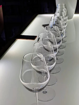 Medoc wine tasting: Medoc France: wine glasses at Château Prieuré Lichine