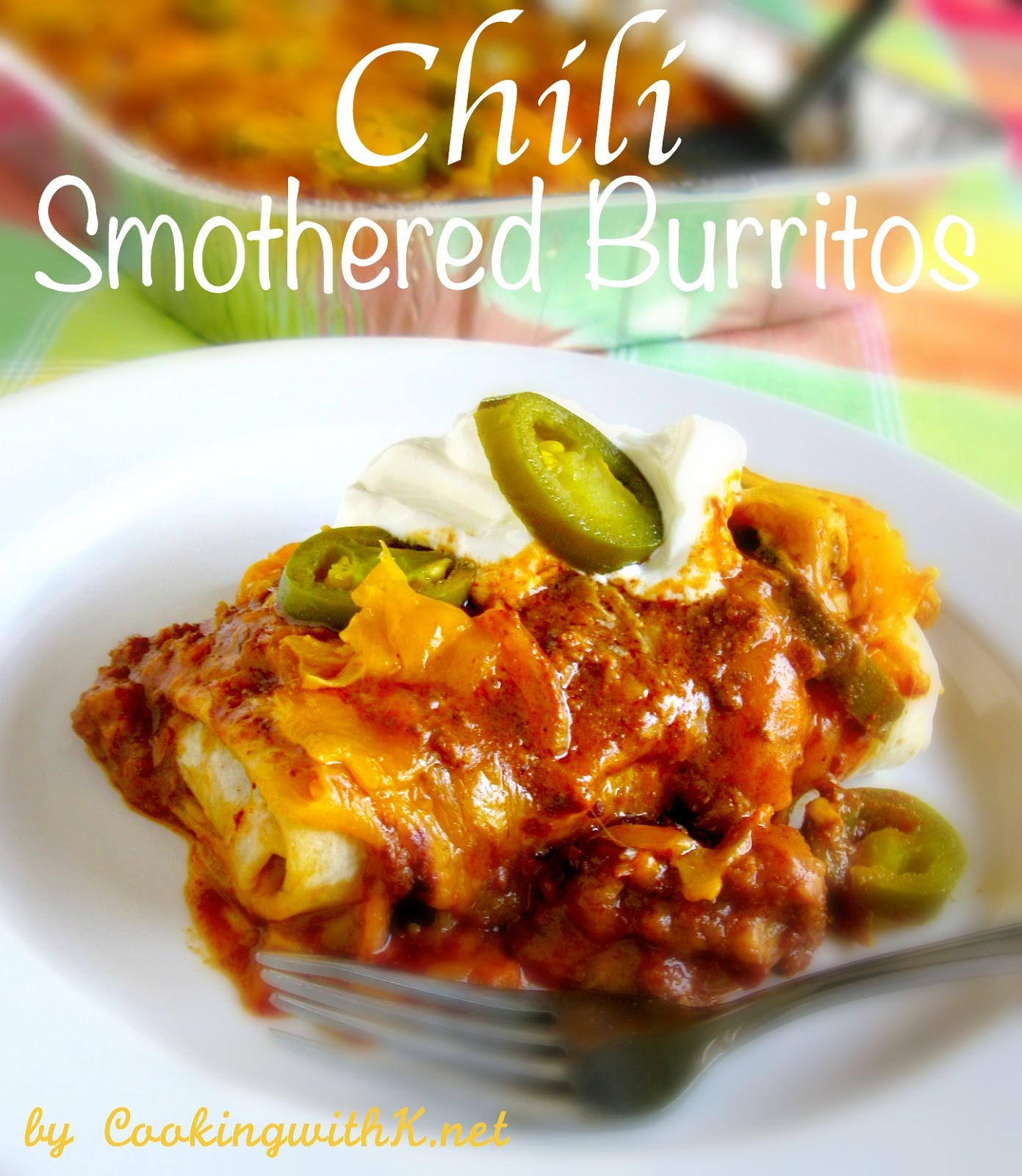 Chili Smothered Burritos {Using El Monterey frozen burritos}