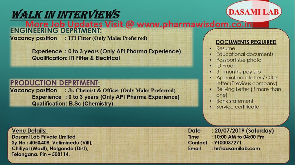 DASAMI LAB PVT. LTD WalkIn Interviews for Production & Engineering