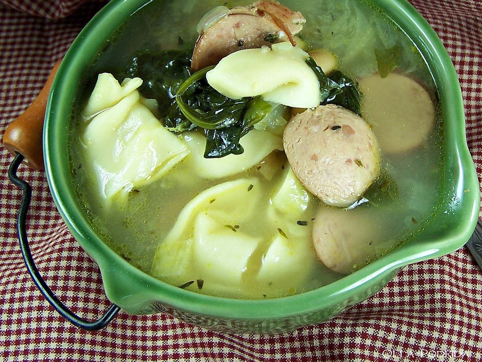 OllaPodrida Tortellini Soup with Spinach and Kielbasa