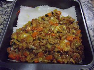  Lasaña de verdura y carne. Calabacines rellenos y Halloween. 
