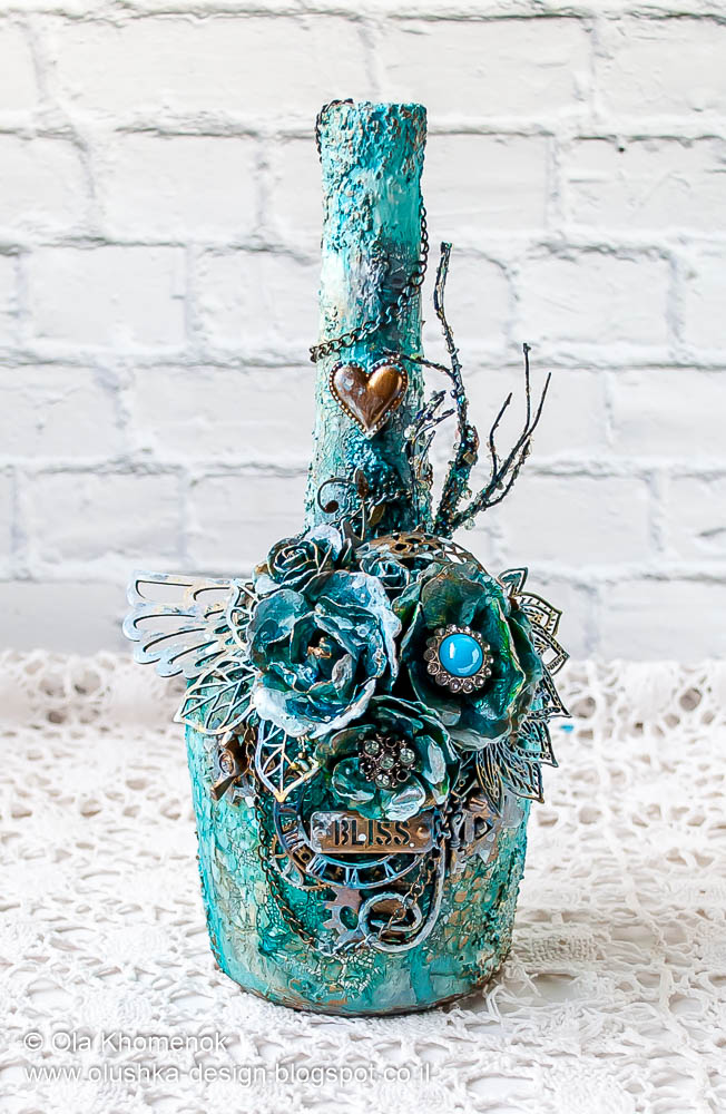 LikeArtStudio by Ola Khomenok Mixed Media. Altered bottle.