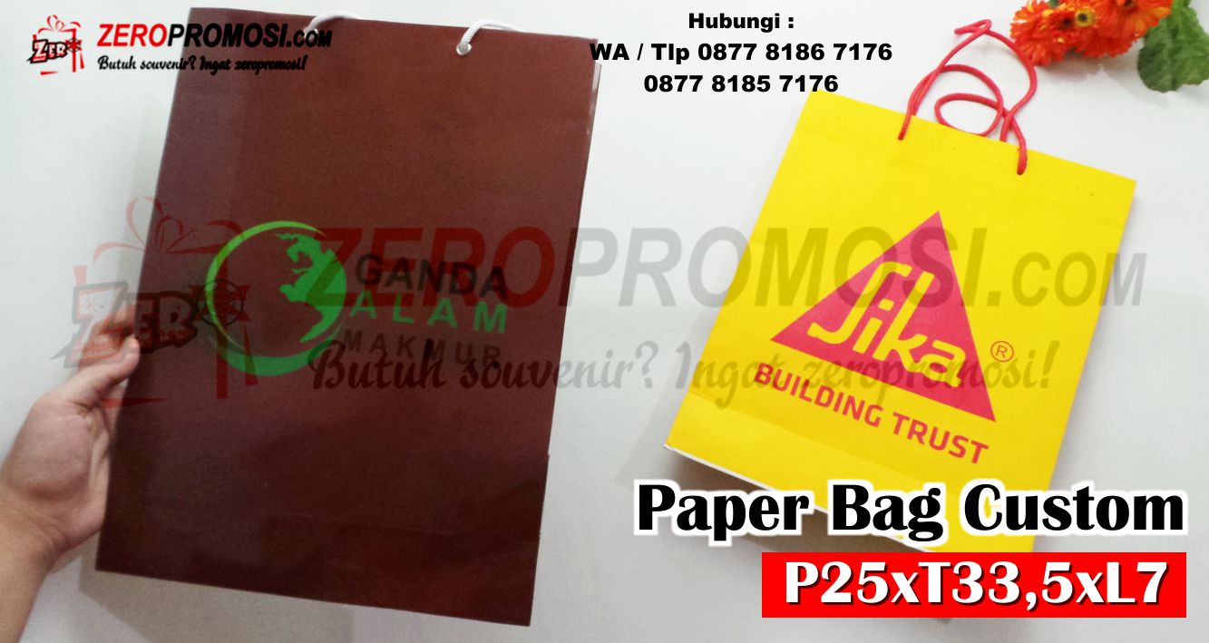 custom paper bag supplier, Paper Bag custom Ukuran P25XT33,5XL7 untuk keperluan Promosi, Produk Paperbag Paper Bag Custom Berkualitas