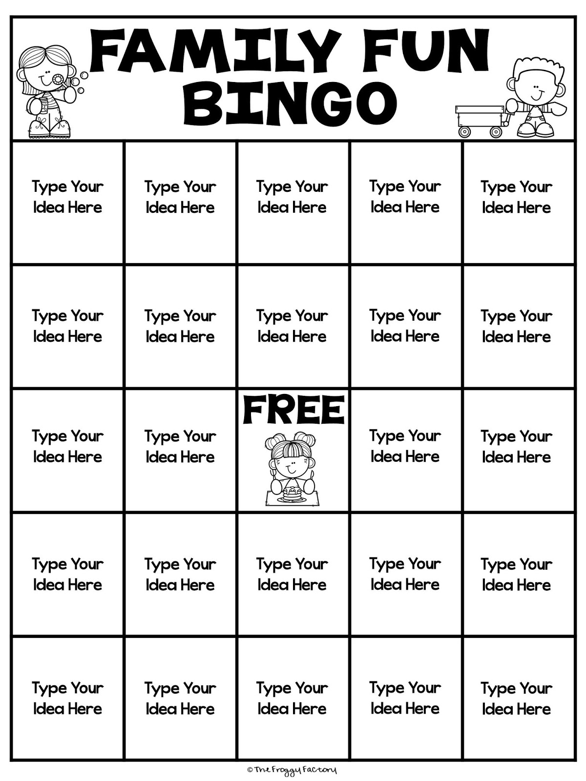 The Froggy Factory Family Fun Bingo FREEBIE