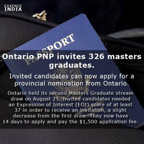 Ontario PNP invites 326 masters graduates:Exxence india