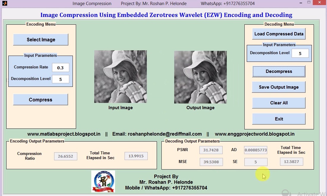 Image Compression Using EZW Embedded Zerotree Wavelet Full Matlab