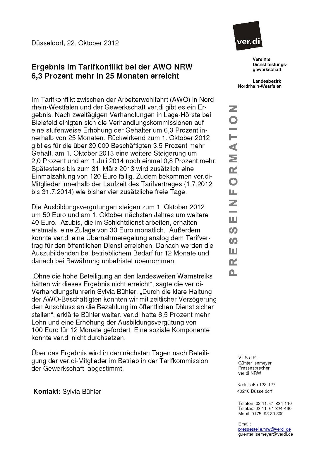  Caritas-Verdi: Ergebnis im Tarifkonflikt AWO NRW: 6,3 % und 4 Ver.di-Tage Motiv 