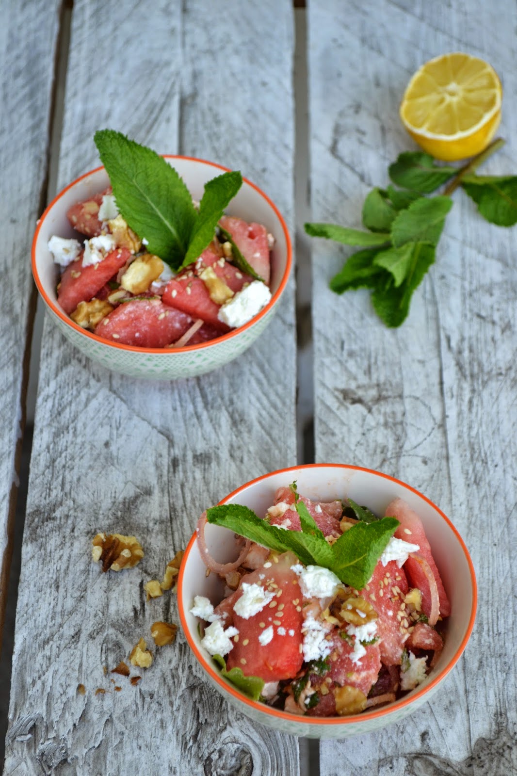 Savoury Wednesday: Feta-Wassermelonensalat mit Minze - The Recipe Suitcase