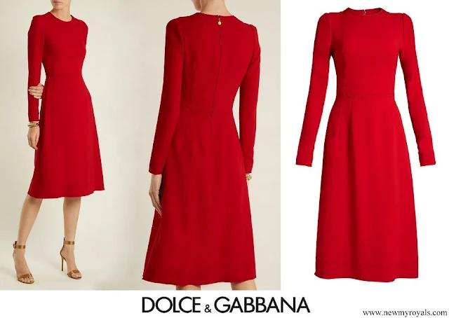 Crown Princess Mary Dolce & Gabbana Red Contrast-stitch Cady Dress