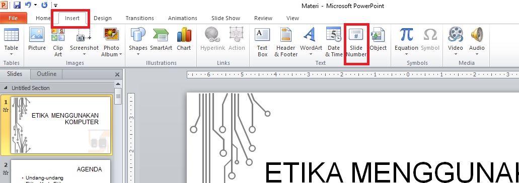 Menambahkan Nomor Slide Pada Powerpoint Teknologi Informasi
