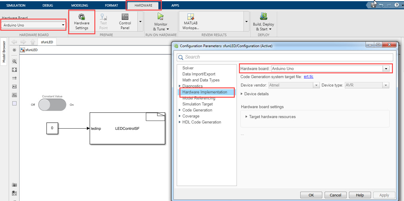 How to create Arduino S-Function in Simulink with LED blink example ...