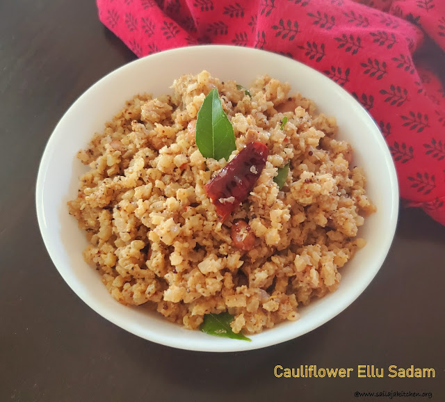 images of Ellu Sadam Using Cauliflower Rice / Cauliflower Rice With Sesame Seed Powder / Cauliflower Ellu Sadam