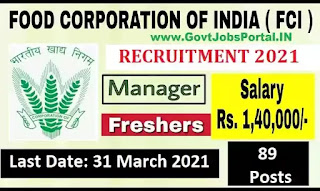 FCI Assistant General Manager & MO Recruitment 2021