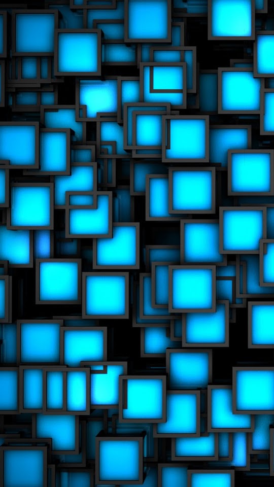   3D Blue Neon Cubes   Galaxy Note HD Wallpaper