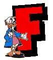 Alfabeto de Mickey y sus amigos con letras rojas F.