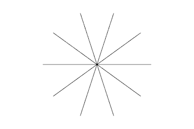 Straight radial lines.