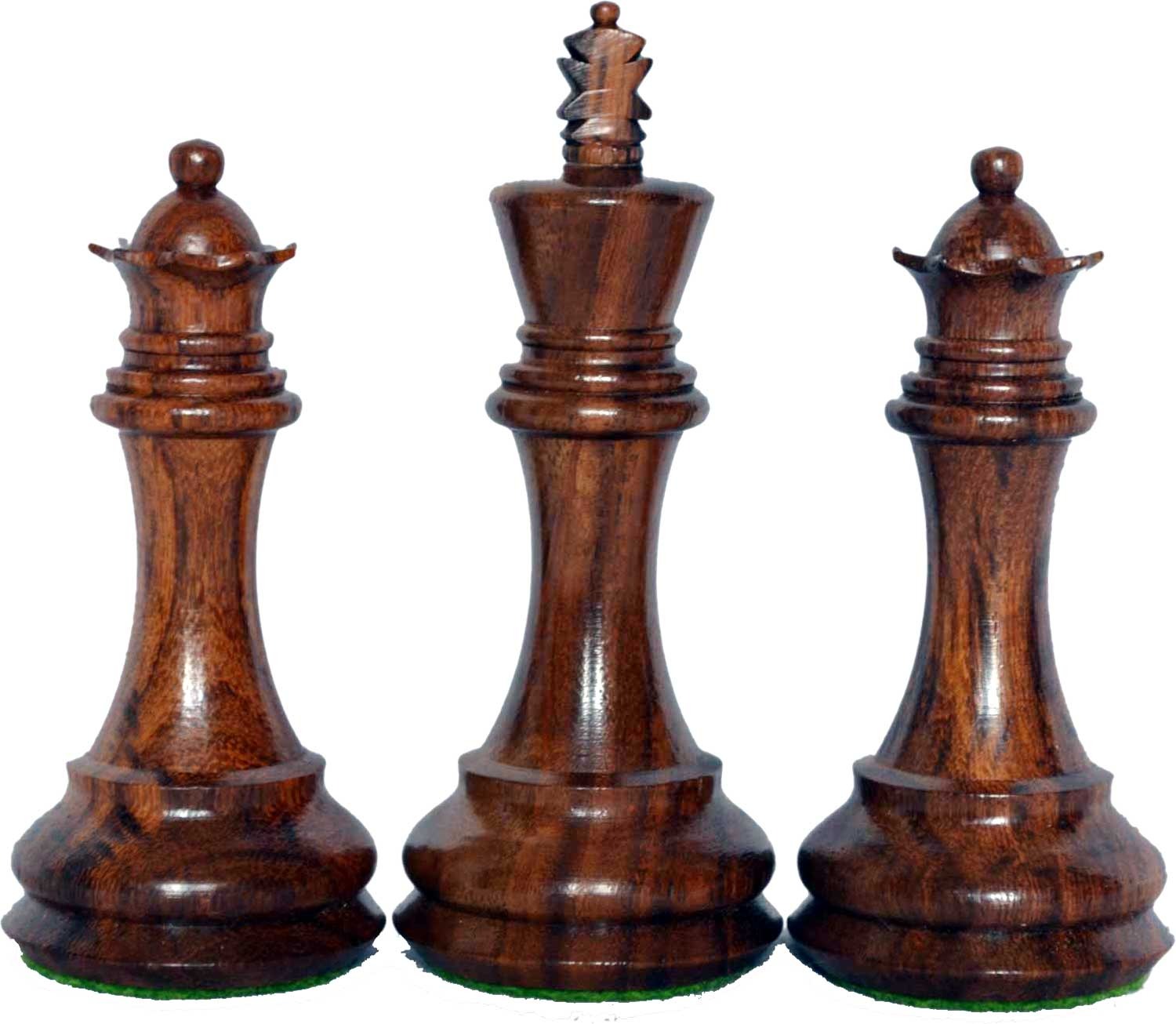 Limited Edition Collectible Wooden Weighted CHESS SET King 4" 4 Queens