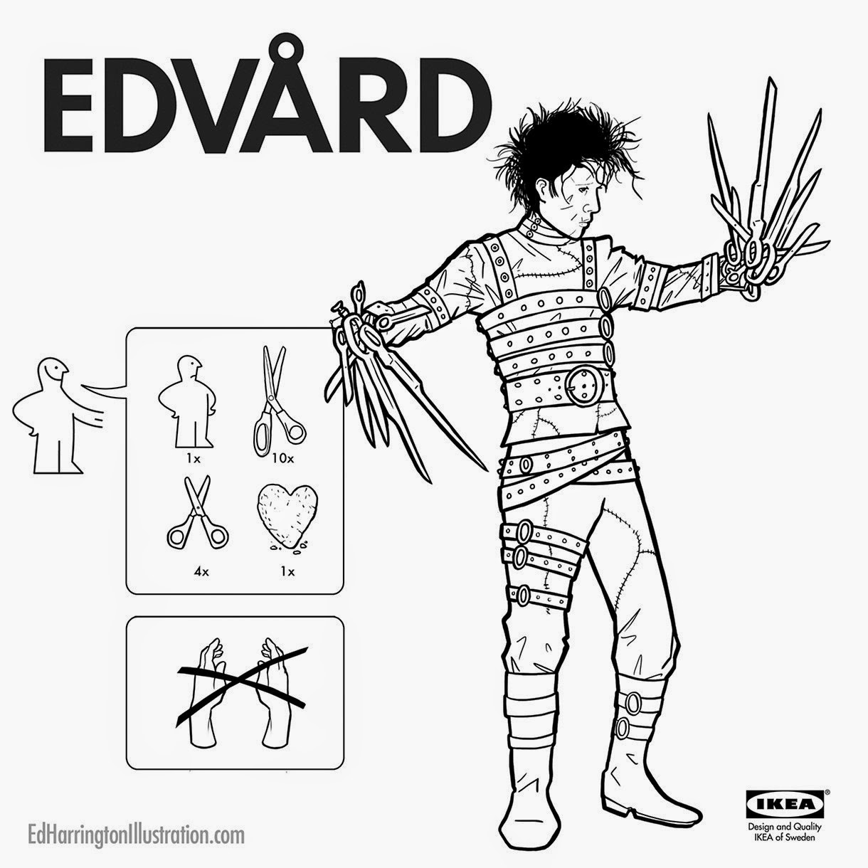 06-Edward-Scissorhands-Ed-Harrington-Illustrations-Assemble-Monsters-with-IKEA-Instructions-www-designstack-co