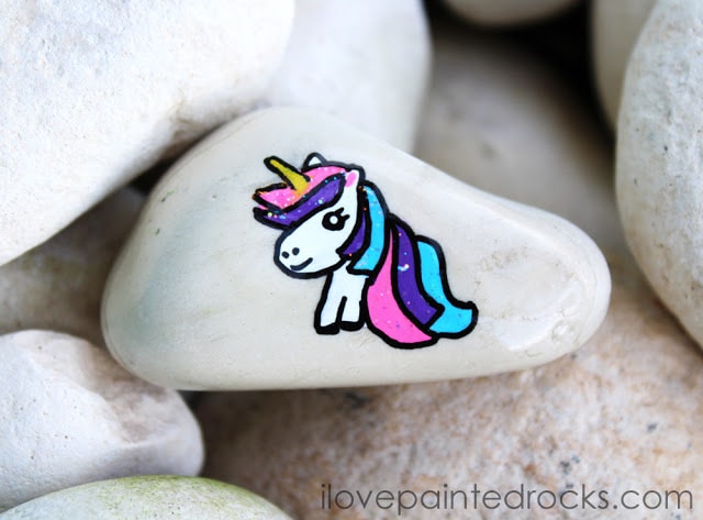 rock painting ideas - magical unicorn