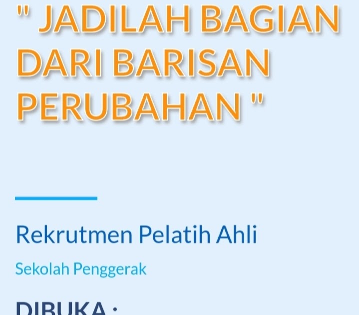 Jadwal Dan Persyaratan Rekrutmen Calon Pelatih Ahli Program Sekolah Penggerak 2021