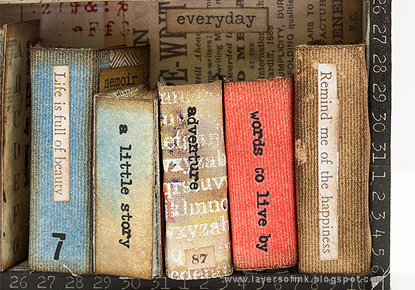 Layers of ink - Miniature Bookshelf with Handmade Books Tutorial by Anna-Karin