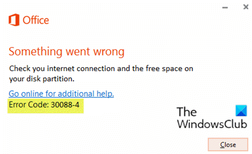 Código de error de Microsoft Office 30088-4