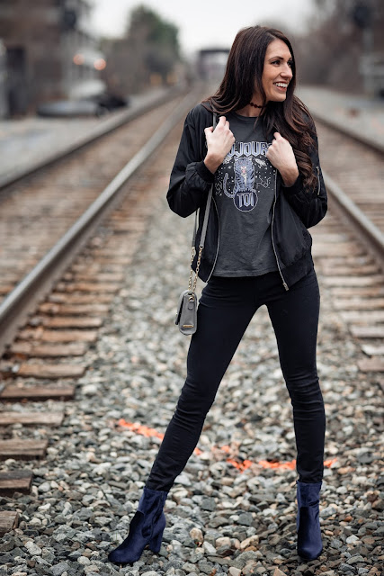 Graphic Tee + Velvet Booties | Where your heart is now