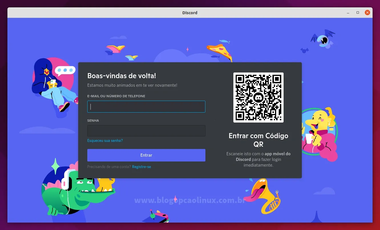 Discord executando no Ubuntu 21.10 (Impish Indri)