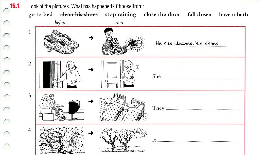 What has just happened. Present perfect what happened. Looked at the pictures has happened. What's in the box. Look at the picture.