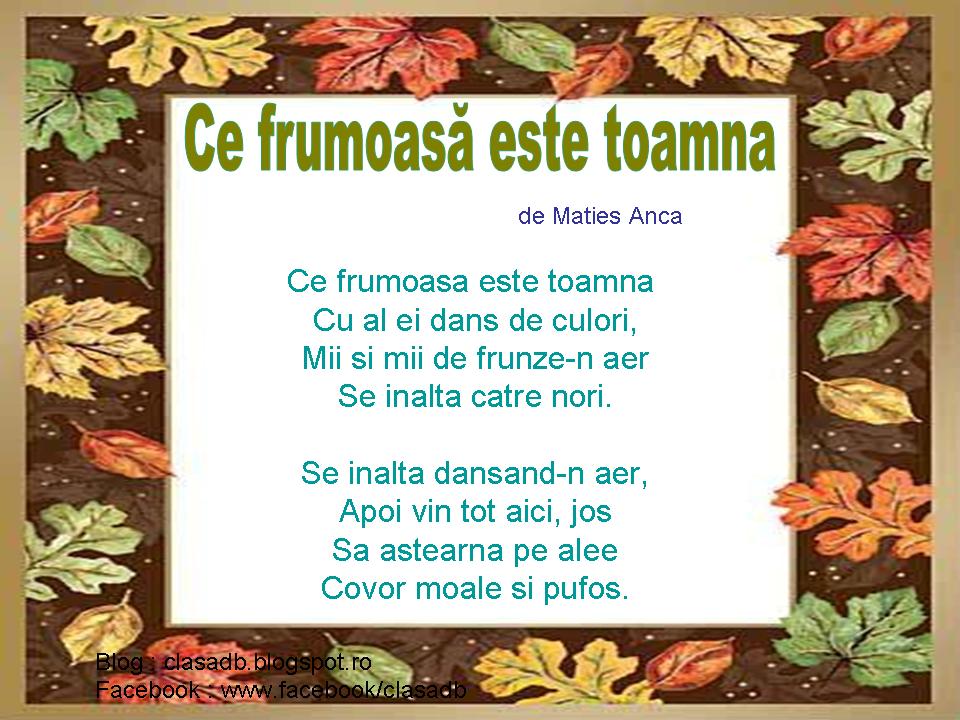 CLASA NOASTR?: CE FRUMOASA ESTE TOAMNA