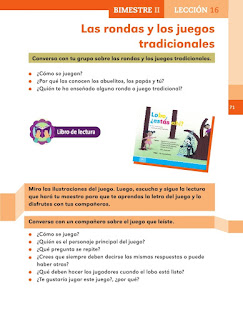 Apoyo Primaria Español 1er grado Bimestre 2 lección 16 Las rondas y los juegos tradicionales 