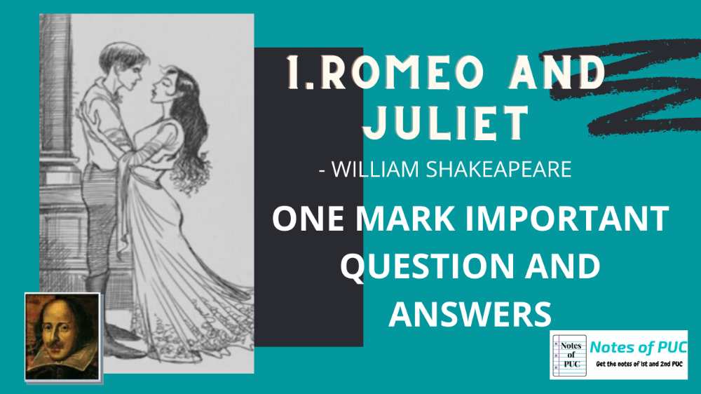 2nd Puc English Romeo And Juliet , One mark important question and