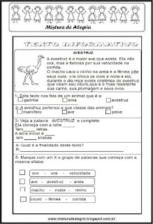 Texto informativo Texto informativo avestruz