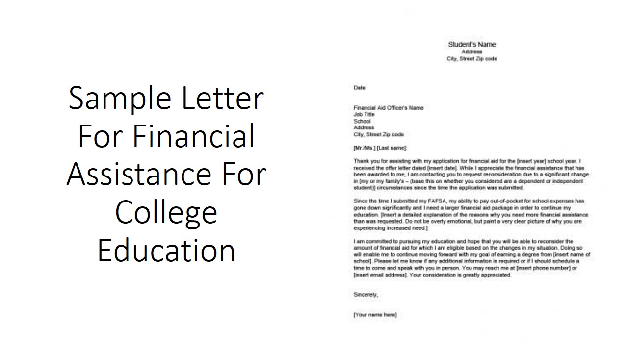 request letter for financial help in education