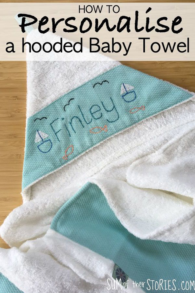 Learn how to embroider a hooded baby towel. Tutorial by Sum of their Stories