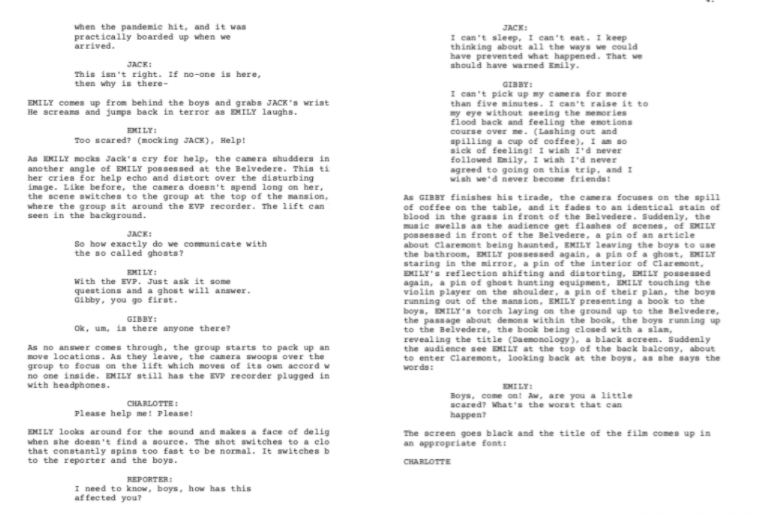 A2 Production: CONSTRUCTION: SCRIPT