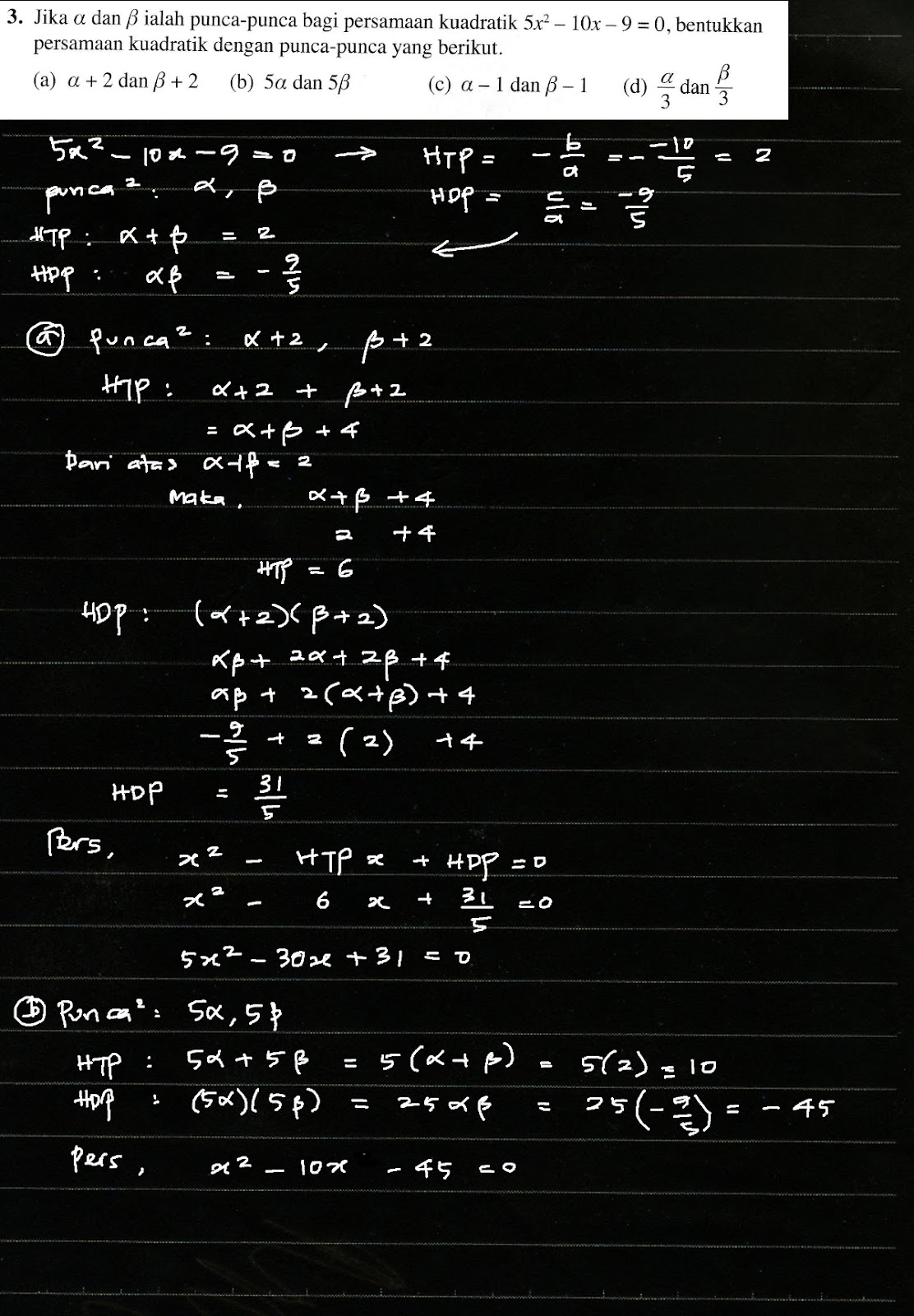 Latih Diri 2.2 Q3 Bab 2 Fungsi Kuadratik Tingkatan 4 Add Math