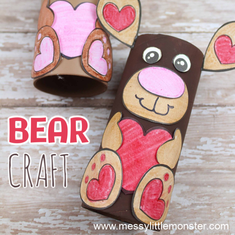 Cardboard Tube Bear Craft for Preschoolers (with template) Messy