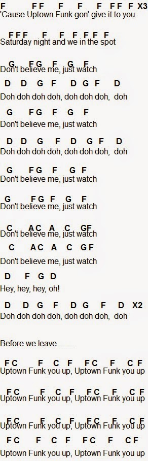 flute sheet funk uptown trumpet piano songs easy letters notes bruno mars sheets violin keyboard jingle bells clarinet lyrics printable