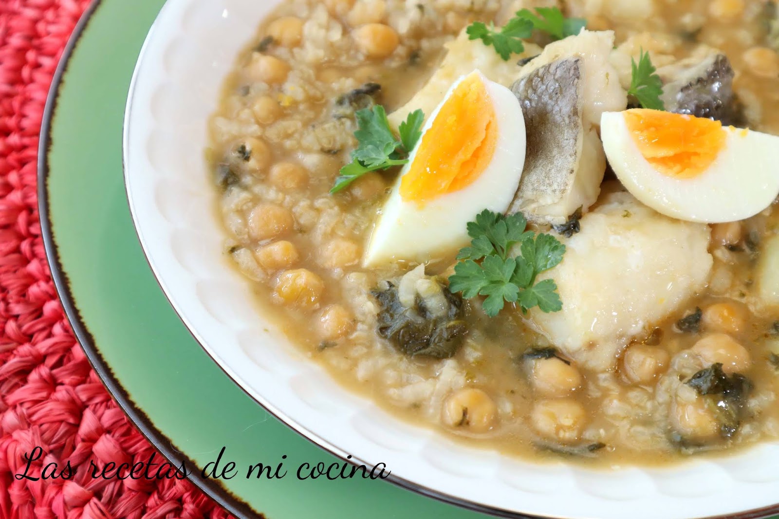 Las Recetas De Mi Cocina: Potaje con garbanzos, arroz y bacalo